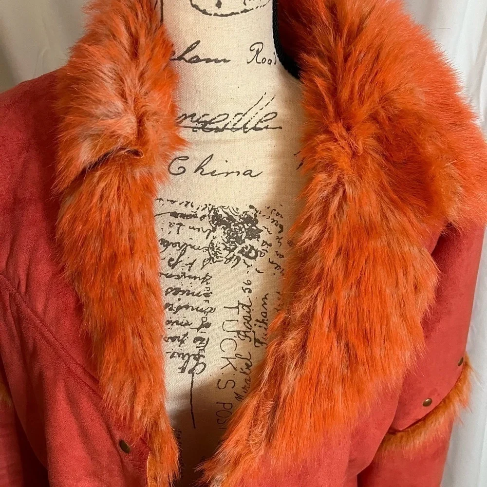 Mechant Faux Fur Orange Jacket - Picture 5 of 10